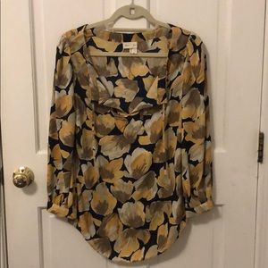 Yellow/black floral blouse - size 2